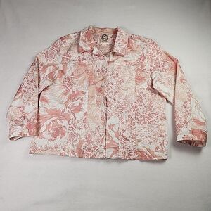 Graff In The Pink Jacket Women Pink White Floral Cotton Lightweight Jacket Large